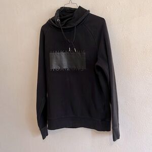 H&M’ Unknown Horizons Black Draw String Funnel Neck Streetwear Sweatshirt Size S
